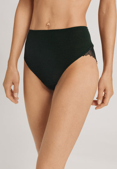Celeste Wool And Silk Lace Trim Full Briefs | Dark Malachite 70819-2709